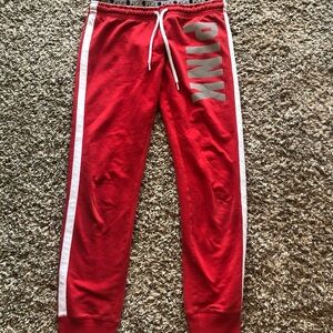 Red PINK Sweatpants with White Stripes
